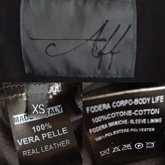 MADE IN ITALY Vera Pelle Leather Waterfall Blazer Jacket Black XS - Picture 5 of 5